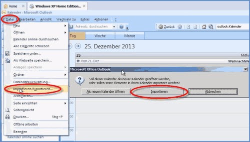 Outlook-Kalender 2003 und 2007 Schulferien-importieren