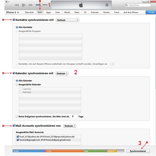 Handy Synchronisieren mit Outlook und iTunes